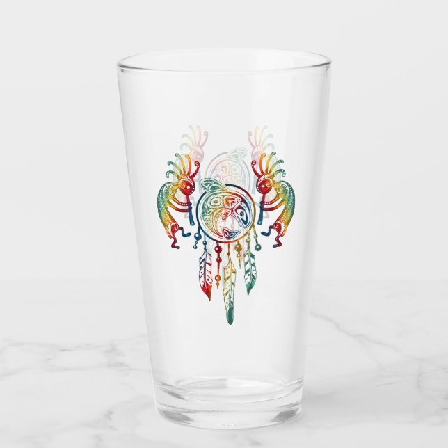 Native American Kokopelli Whale Dreamcatcher 1 Glass (Front)