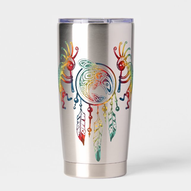 Native American Kokopelli Whale Dreamcatcher 1 Insulated Tumbler (Front)