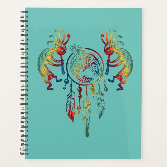 Native American Kokopelli Whale Dreamcatcher 1 Planner (Front)