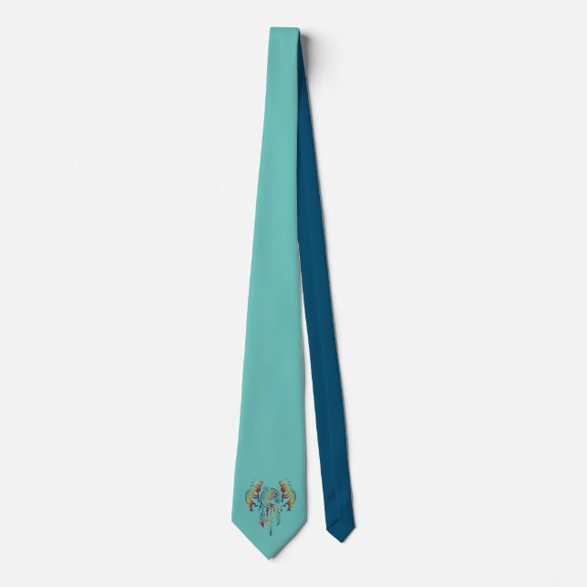 Native American Kokopelli Whale Dreamcatcher 1 Tie (Front)