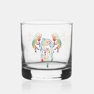 Native American Kokopelli Whale Dreamcatcher 1 Whiskey Glass