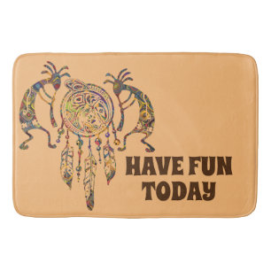 Native American Kokopelli Whale Dreamcatcher 2 Bath Mat