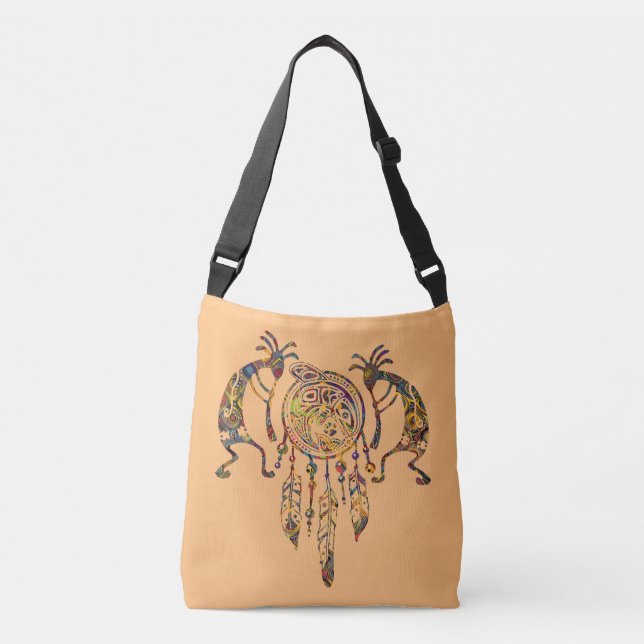 Native American Kokopelli Whale Dreamcatcher 2 Crossbody Bag (Front)
