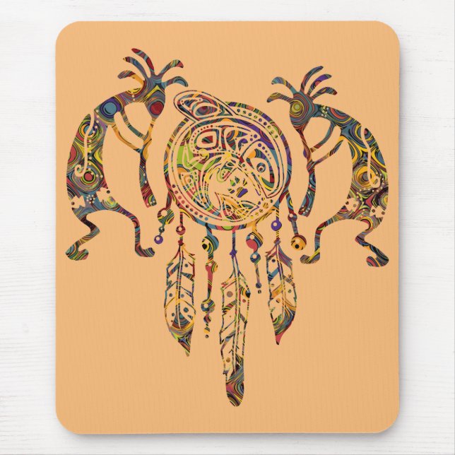 Native American Kokopelli Whale Dreamcatcher 2 Mouse Mat (Front)