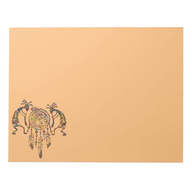 Native American Kokopelli Whale Dreamcatcher 2 Notepad (Front)
