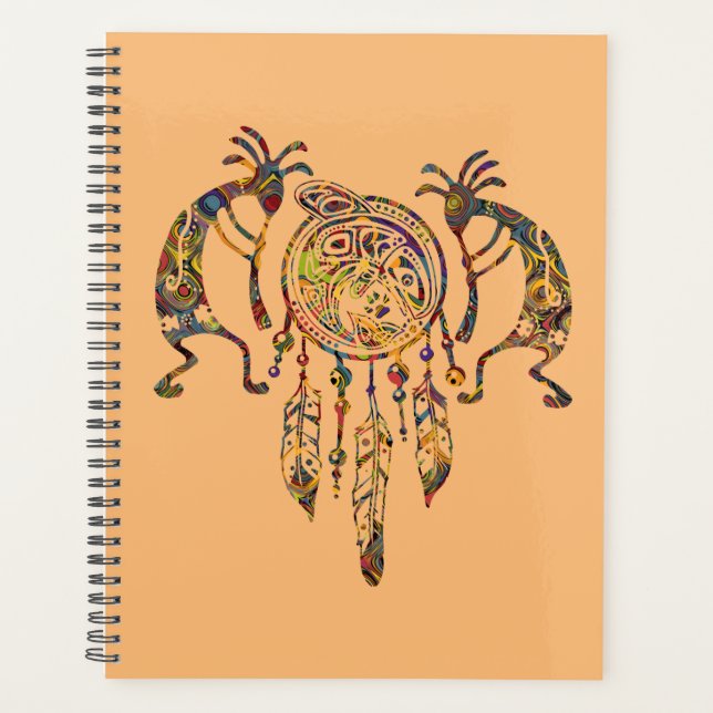Native American Kokopelli Whale Dreamcatcher 2 Planner (Front)