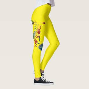Native American Kokopelli With Two Feathers 1 Leggings