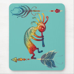 Native American Kokopelli With Two Feathers 1 Mouse Mat