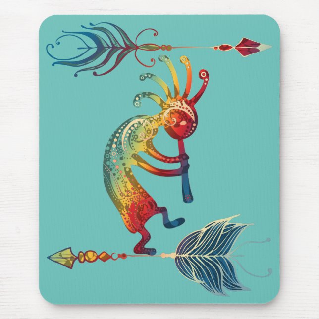 Native American Kokopelli With Two Feathers 1 Mouse Mat (Front)