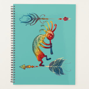 Native American Kokopelli With Two Feathers 1 Planner