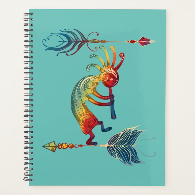 Native American Kokopelli With Two Feathers 1 Planner (Front)