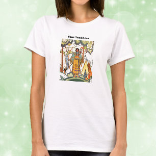 Native American Lady Waterfall Tepee Embroidery T-Shirt