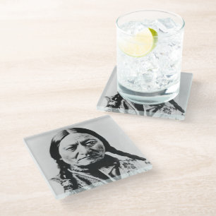 Native American: Lakota Sitting Bull Fort Buford Glass Coaster