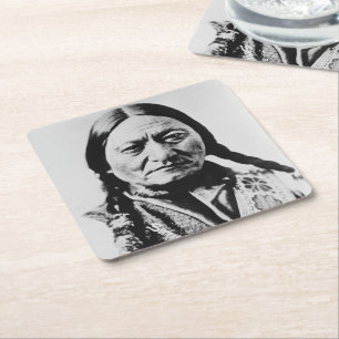 Native American: Lakota Sitting Bull Fort Buford Square Paper Coaster