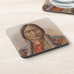 Native American: Lakota Sitting Bull, Smoking Ad Coaster