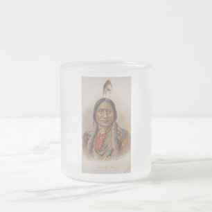 Native American: Lakota Sitting Bull, Smoking Ad Frosted Glass Coffee Mug