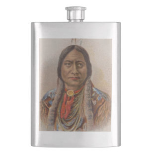Native American: Lakota Sitting Bull, Smoking Ad Hip Flask