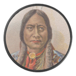 Native American: Lakota Sitting Bull, Smoking Ad Hockey Puck