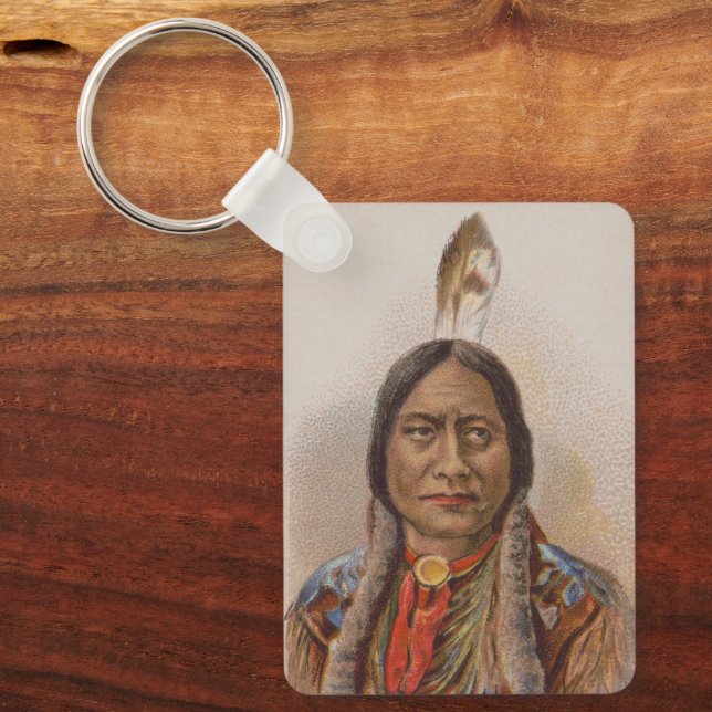 Native American: Lakota Sitting Bull, Smoking Ad Key Ring (Front)