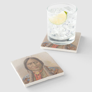 Native American: Lakota Sitting Bull, Smoking Ad Stone Coaster