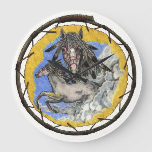 Native American Lakota Time Mustang Wall Clock