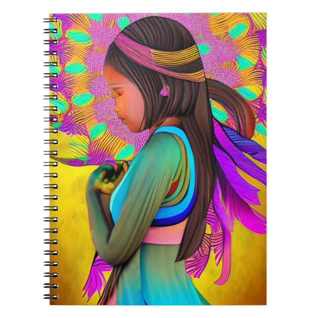 Native American Little Girl AI Art Notebook (Front)
