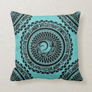 Native American Madala Lizard Pattern Throw Pillow