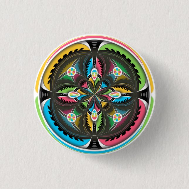 Native American Mandala Colourful Abstract art 3 Cm Round Badge (Front)