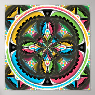 Native American Mandala Colourful Abstract art Poster