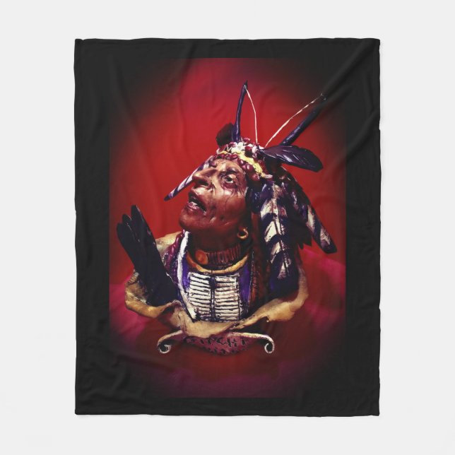 Native American "Medicine Man" Fleece Blanket (Front)