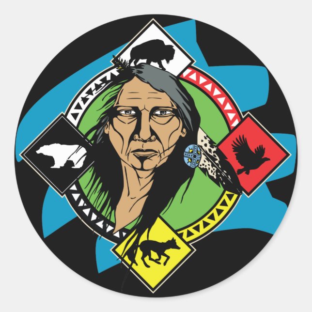 Native American Medicine Wheel Classic Round Sticker (Front)
