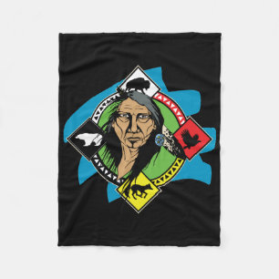 Native American Medicine Wheel Fleece Blanket