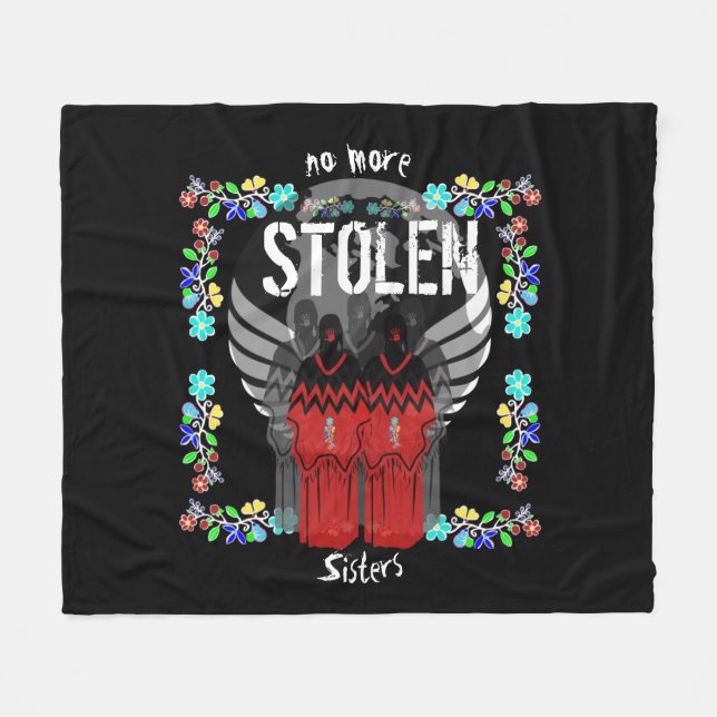 Native American MMIW No More Stolen Sisters Fleece Blanket (Front (Horizontal))