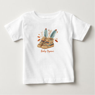 Native American Mocccasins Editable Name Baby T-Shirt