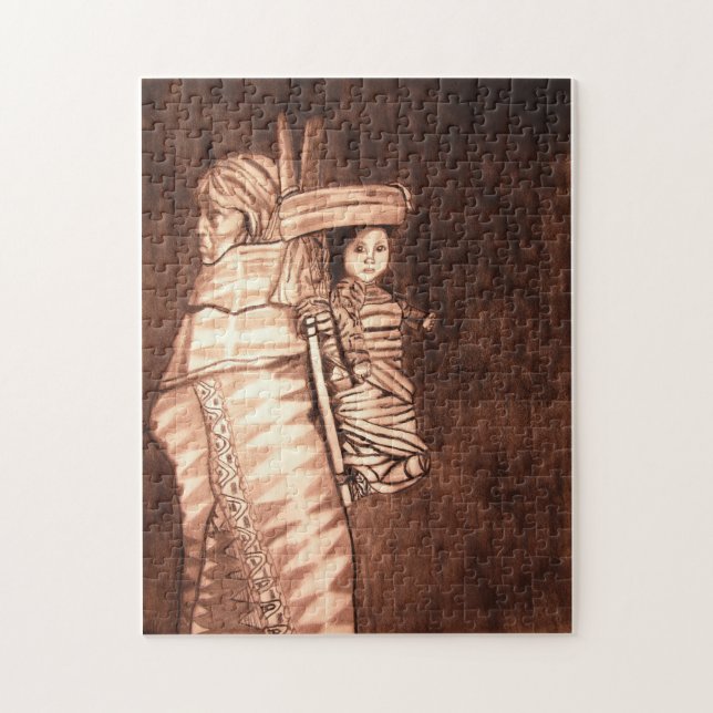 NATIVE AMERICAN MOTHER AND PAPOOSE   JIGSAW PUZZLE (Vertical)