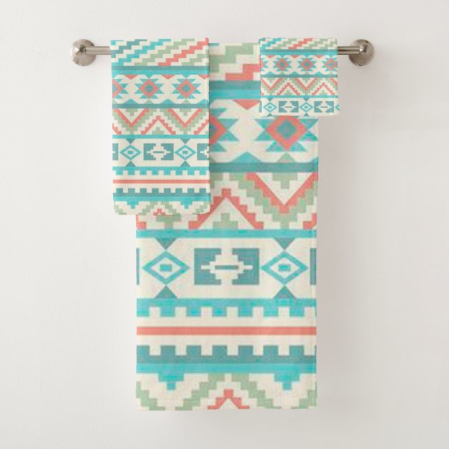 Native American Pattern Bath Towel Set (Insitu)