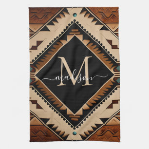 Native American Pattern Indian Culture Boho Style Tea Towel