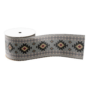 Native American Pattern Indian Tribal Geometry Grosgrain Ribbon