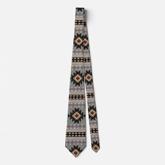 Native American Pattern Indian Tribal Geometry Tie (Front)