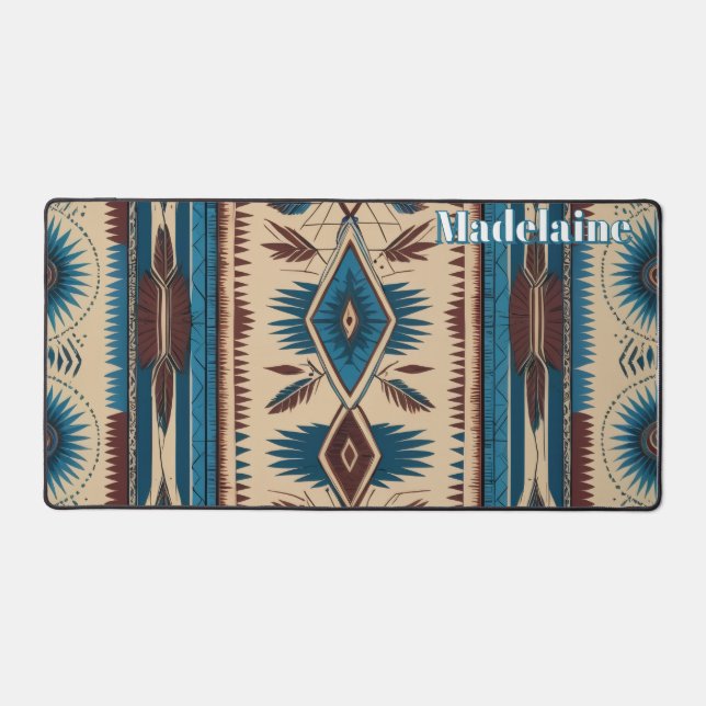 Native American Pattern. Western. Personalised Desk Mat (Front)