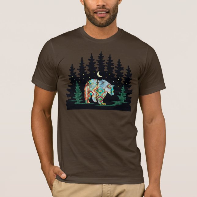 Native American Patterned Bear in Woodlands T-Shirt (Front)