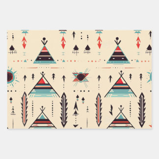 Native American patterned Wrapping Paper Sheet