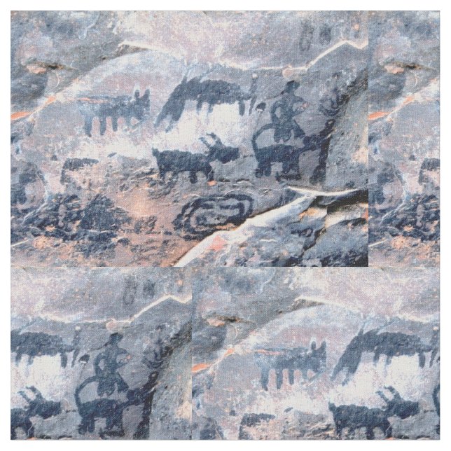 native american petroglyphs fabric (Close Up)