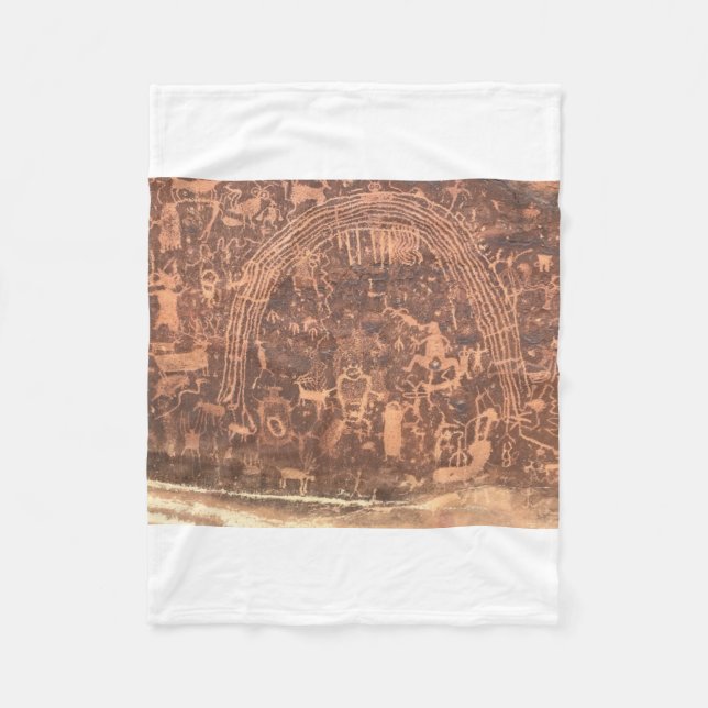 Native American Petroglyphs Rochester Panel Fleece Blanket (Front)