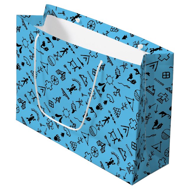 Native American Picture Symbols Large Gift Bag (Front Angled)