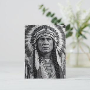 Native American Portrait in Feathers Postcard