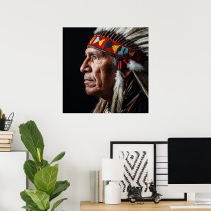 Native American Portrait Traditional Indigenous Poster