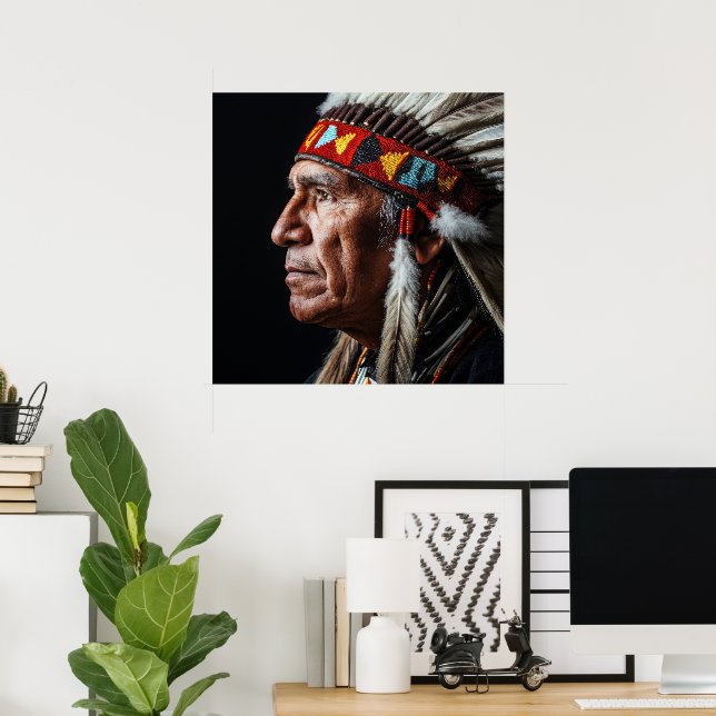 Native American Portrait Traditional Indigenous Poster (Home Office)