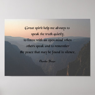 Native American Prayer, Great spirit help me Poster