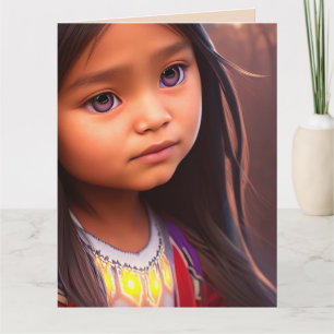NATIVE AMERICAN PRETTY WOMAN GIRL ART BIRTHDAY   CARD
